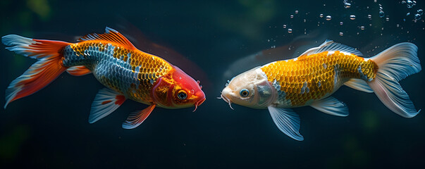 Fototapeta premium two fish swimming in water