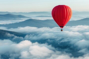 Obraz premium Hot Air Balloon Soaring Above the Clouds