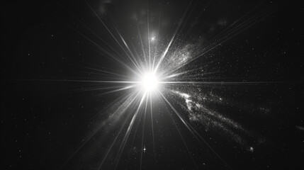 Fototapeta premium A single lens flare in the center of an all black background