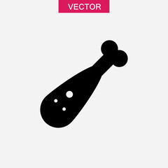 Chicken leg icon, vector illustration. vector chicken leg icon black flat illustration on white background..eps