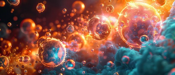 Abstract Cosmic Spheres in a Vibrant, Ethereal Landscape