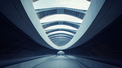 Obraz premium Modern Arched Concrete Passageway with Skylight