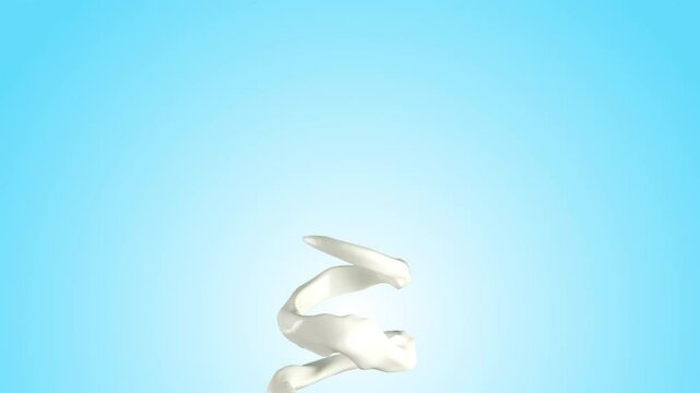 Slow motion Animation of Milk liquid movement spiral follow to bottle shape and exploding in the end shot. 3D animation.	
