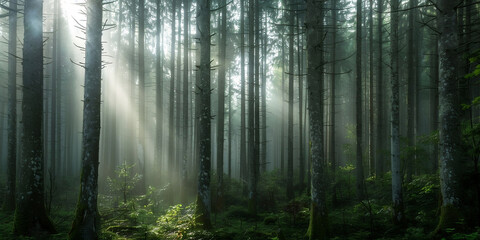 misty forest in the morning