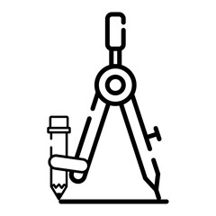 Line art geometry compass icon logo vector illustration design, for education theme design