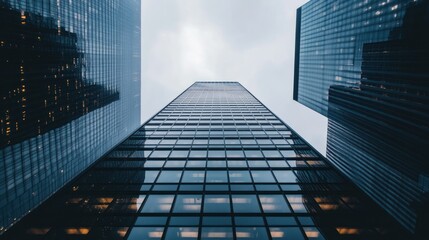 Tall Glass Skyscraper Building with Sky Reflections