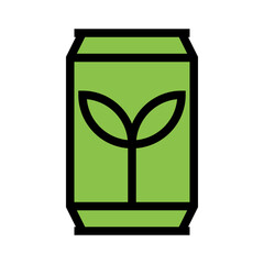 Drink Can Leaf Plant Eco Ecology Single Icon Filled Outline Style