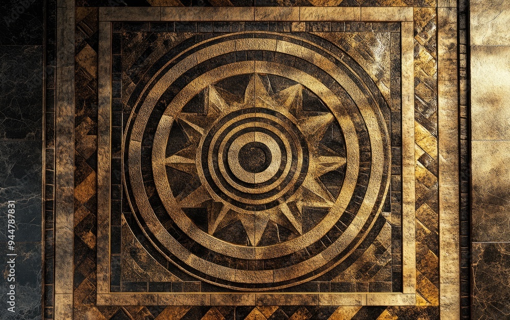 Poster 3d rendering of an ancient mosaic design