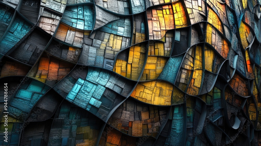 Poster 3d rendering of an abstract mosaic background