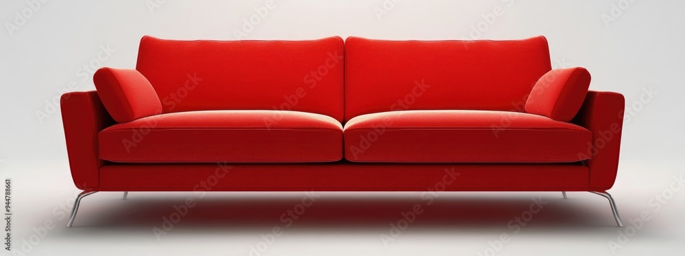 Aufkleber 3d rendering of a red sofa isolated on a white background