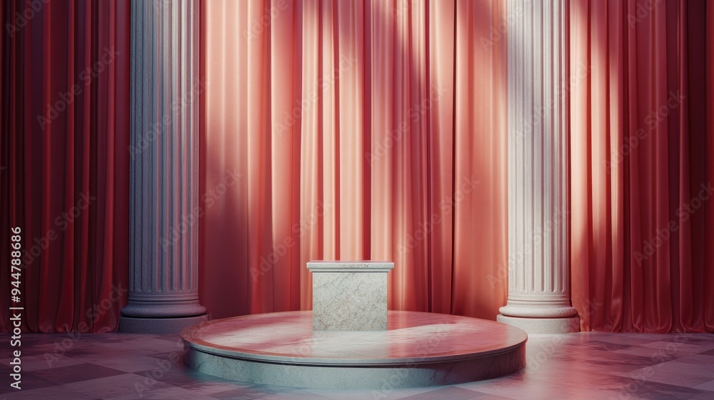 Poster elegant background featuring a pedestal and a showcase 3d rendering