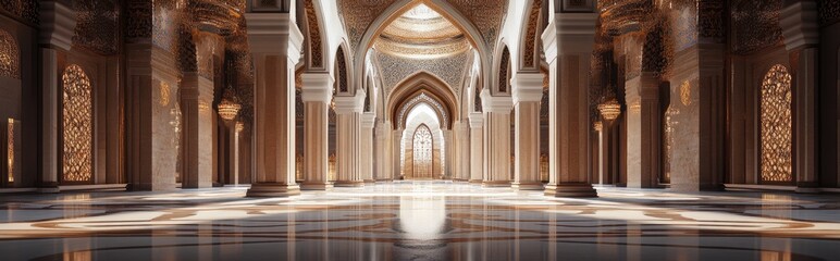 Obraz premium 3D rendering of the interior space of a grand mosque