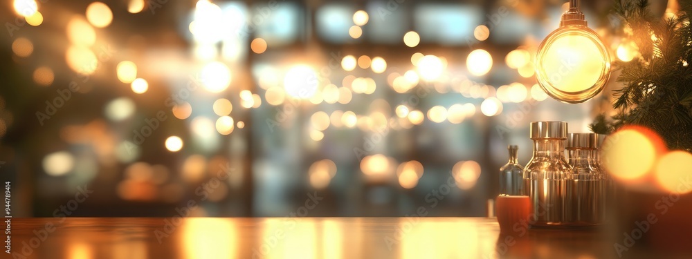 Poster 3d rendering of a blurred background featuring a store ambiance with bokeh lighting