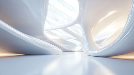 Abstract white interior showcasing a futuristic design 3D rendering and architectural illustration