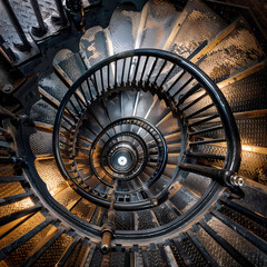 Ascending Beauty: Winding Staircase of a Lighthouse Captured at Noon