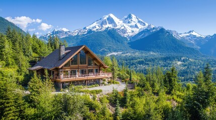 Mountain Cabin with Stunning View of Snowcapped Peak