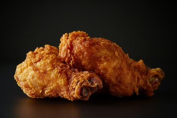 Crispy Fried Chicken Drumsticks on Black Background