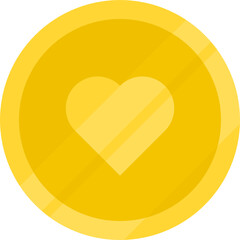 Gold coin. Gold coin with heart.