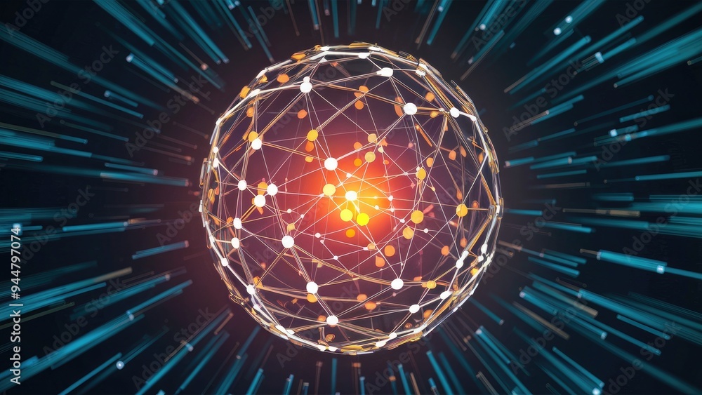 Poster generated digital image of a spherical network design