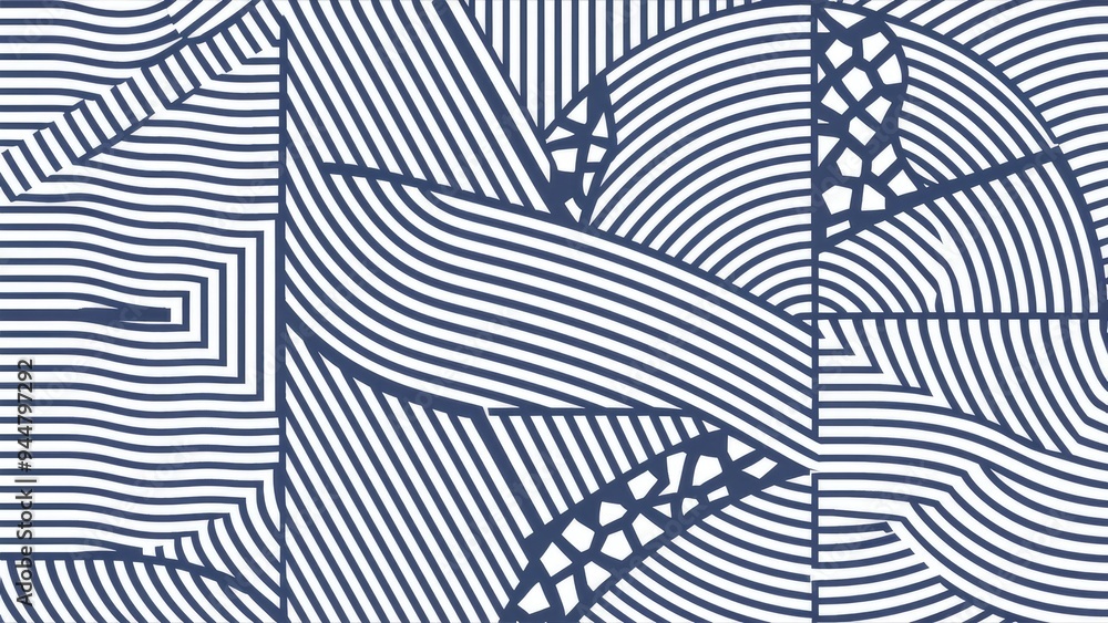 Poster geometric background in white and blue featuring lines and halftone patterns