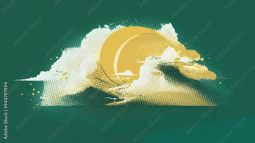 Poster halftone background design with white texture elements.