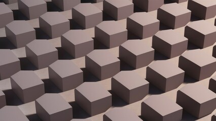 Gray Abstract Background Featuring Cubes and Parallelepipeds with Shadows - 3D Rendering and Illustration