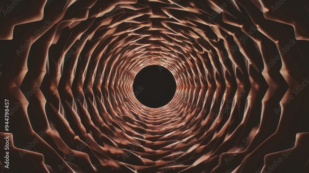 Poster hypnotic absorption tunnel on dark background - abstract 3d portal rendering