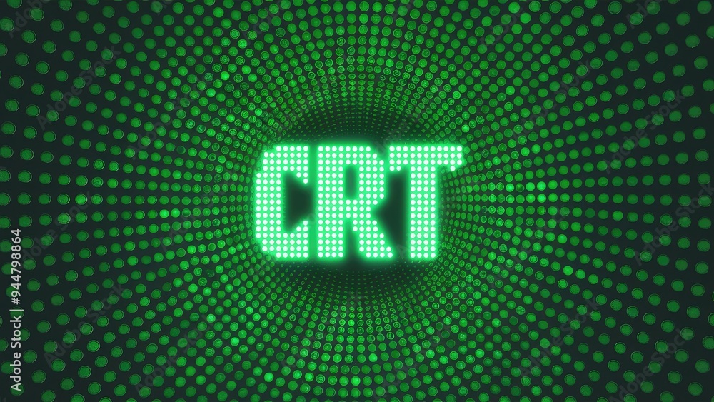 Fototapete  Illuminated green dots creating a vintage CRT screen effect. 3D illustration suitable for technology, computer science, and electronics themes.