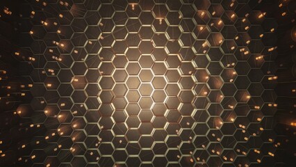 Illuminated hexagonal patterns with regular and scattered designs