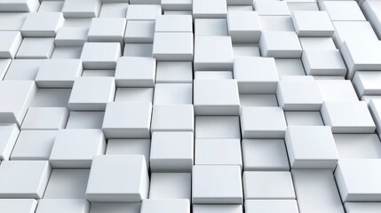 White 3D Blocks, Geometric Abstract Background, Modern Minimalism.