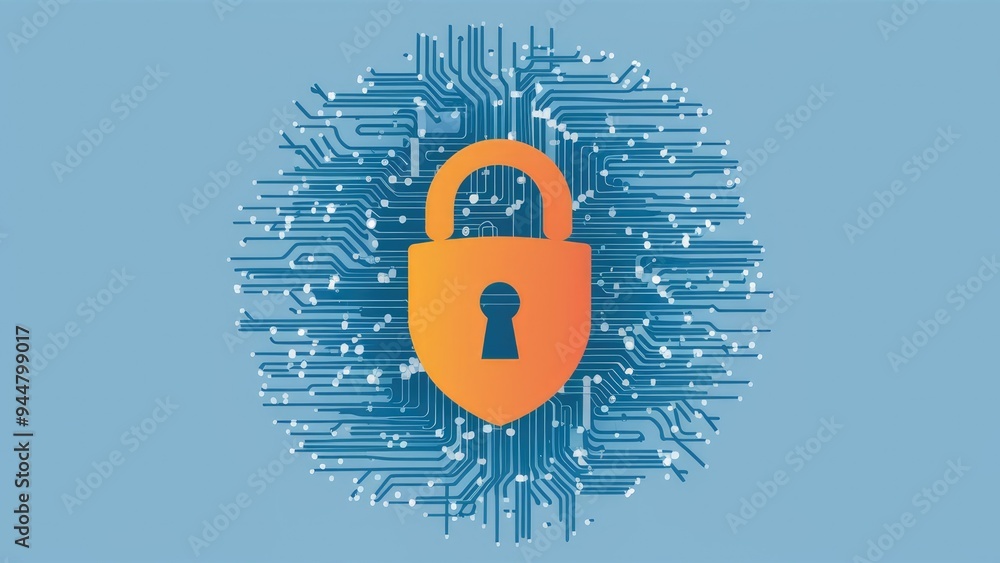 Poster illustration of a secure internet connection on a clean background