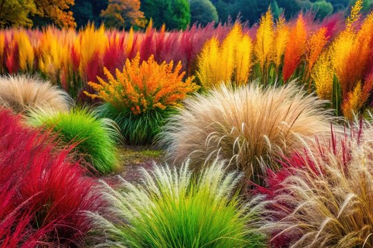 Vivid Tapestry of Johnson Grass and Technicolor Accent