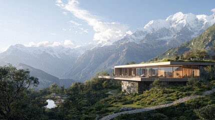 Modern Mountain Home with Stunning Views and Green Roof