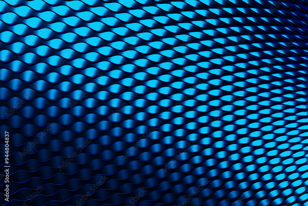 Poster 3d illustration of a blue abstract gradient background with lines. print from the waves. modern grap
