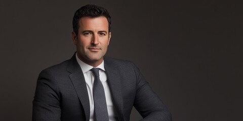 High-quality studio portrait featuring a business leader in a tailored suit against a neutral backdrop with refined lighting