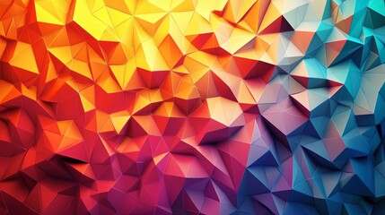 Obraz premium Abstract polygons, sharp angles, vibrant colors, soft spotlight