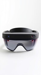Augmented reality glasses, transparent UI, floating data, soft ambient light