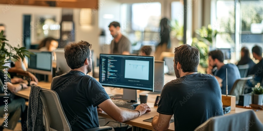 Fototapete innovative tech startup with a team of professionals using state-of-the-art technology and creative 