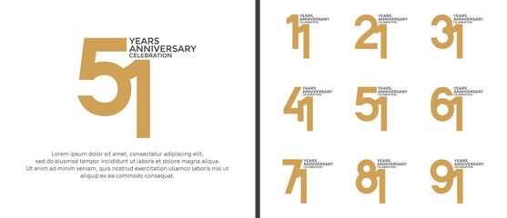 anniversary logo style set with brown color can be use for celebration moment