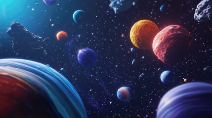 3D cartoon depiction of planets stars and galaxies in outer space showcasing the beauty of space exploration