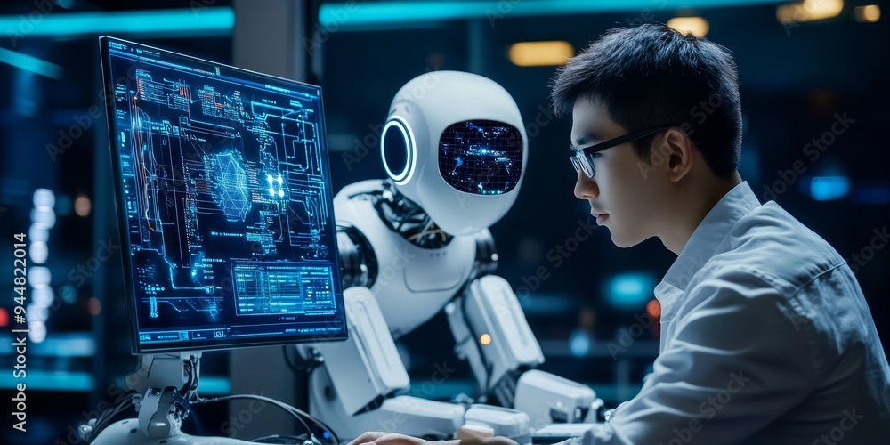 Aufkleber professionals in a high-tech environment integrating various technologies such as ai software and sm