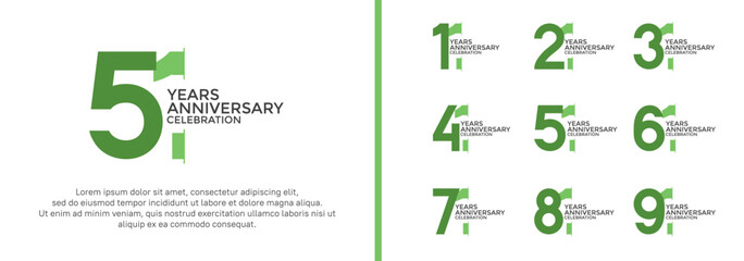 anniversary logo style set with green color can be use for celebration moment