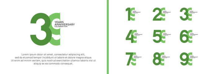 anniversary logo style set with green color can be use for celebration moment