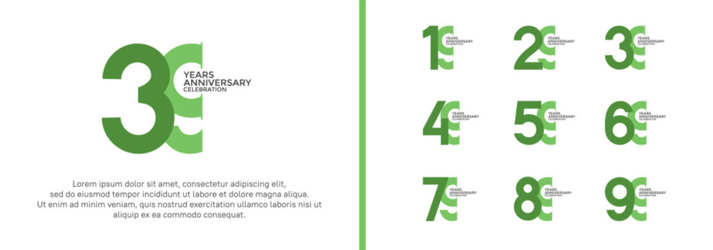anniversary logo style set with green color can be use for celebration moment
