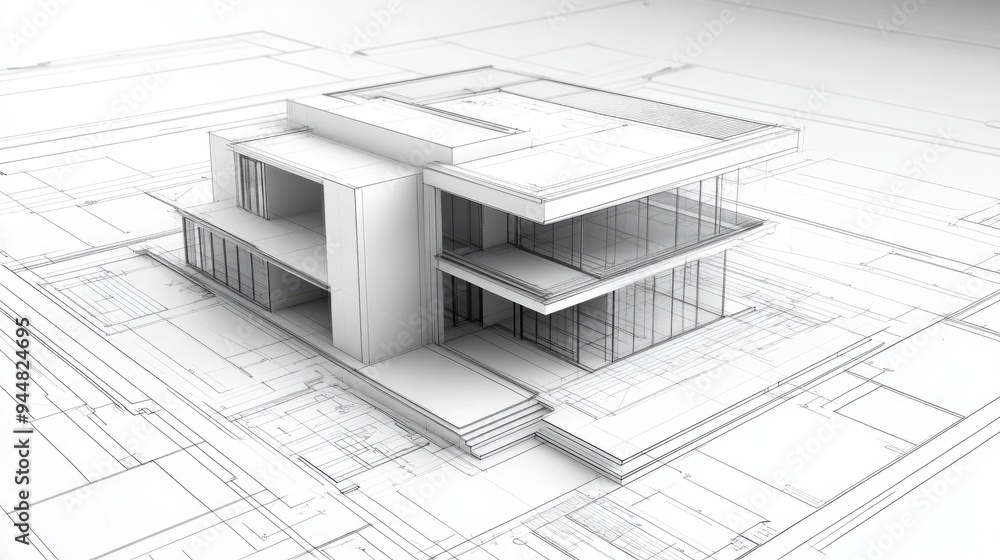Poster architectural blueprint design for a building structure