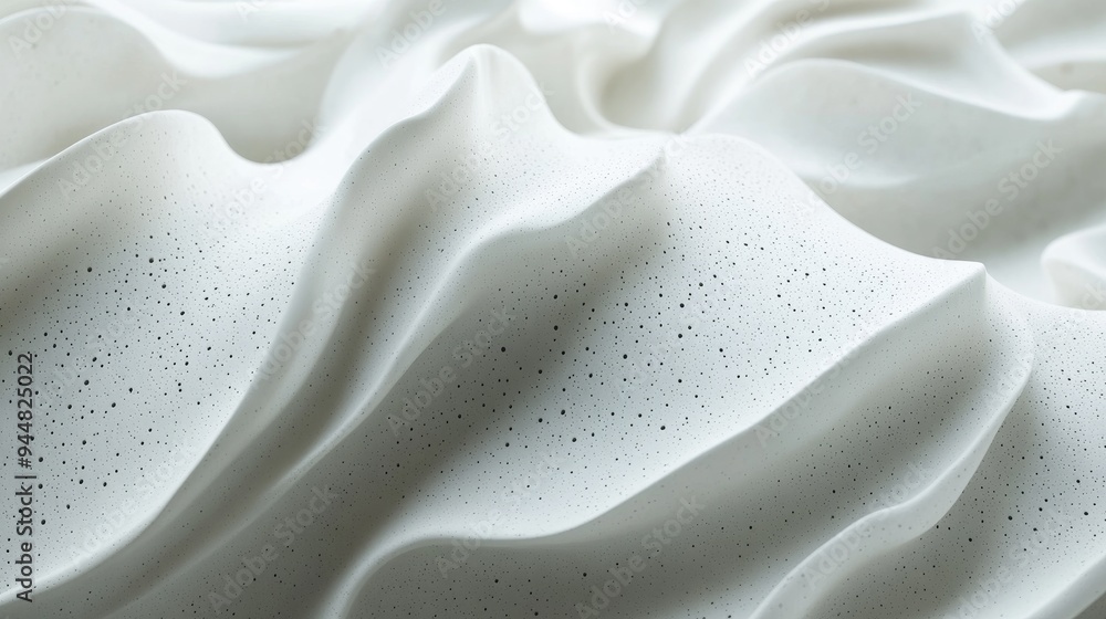 Poster 3d rendering showcasing layers of textured white material with spots
