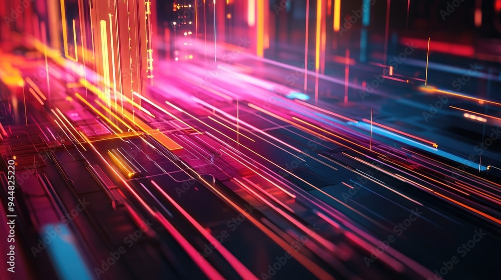 Poster abstract lines representing retro technology concepts