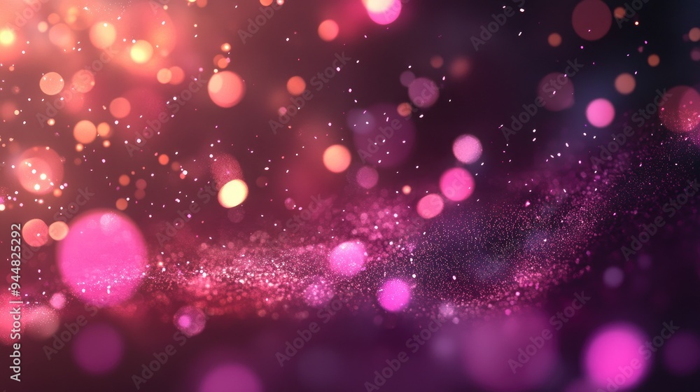 Poster abstract pink bokeh circles set against a dark backdrop glamorous illustration featuring shimmering 