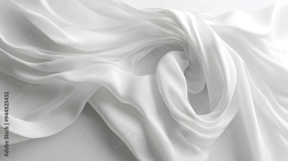 Aufkleber abstract white background featuring a flowing white scarf that flutters in the wind 3d rendering of 