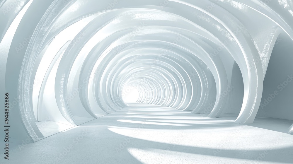 Poster abstract architectural background featuring a 3d rendering of a white circular tunnel structure repr